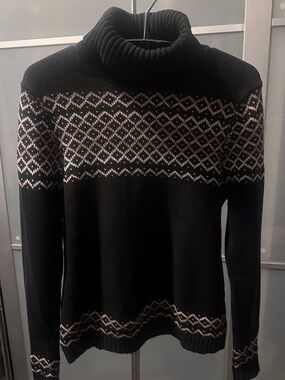Women’s Black Fair Isle Turtleneck Sweater